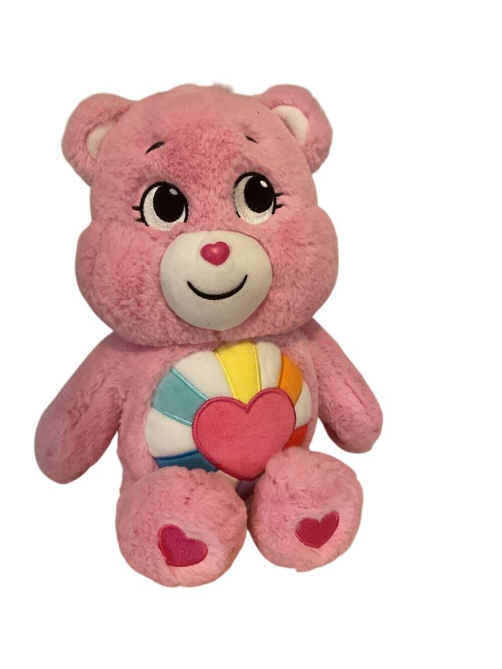Care Bears Hopeful Heart Bear 13" Pink Plush Rainbow Stuffed Animal Basic Fun